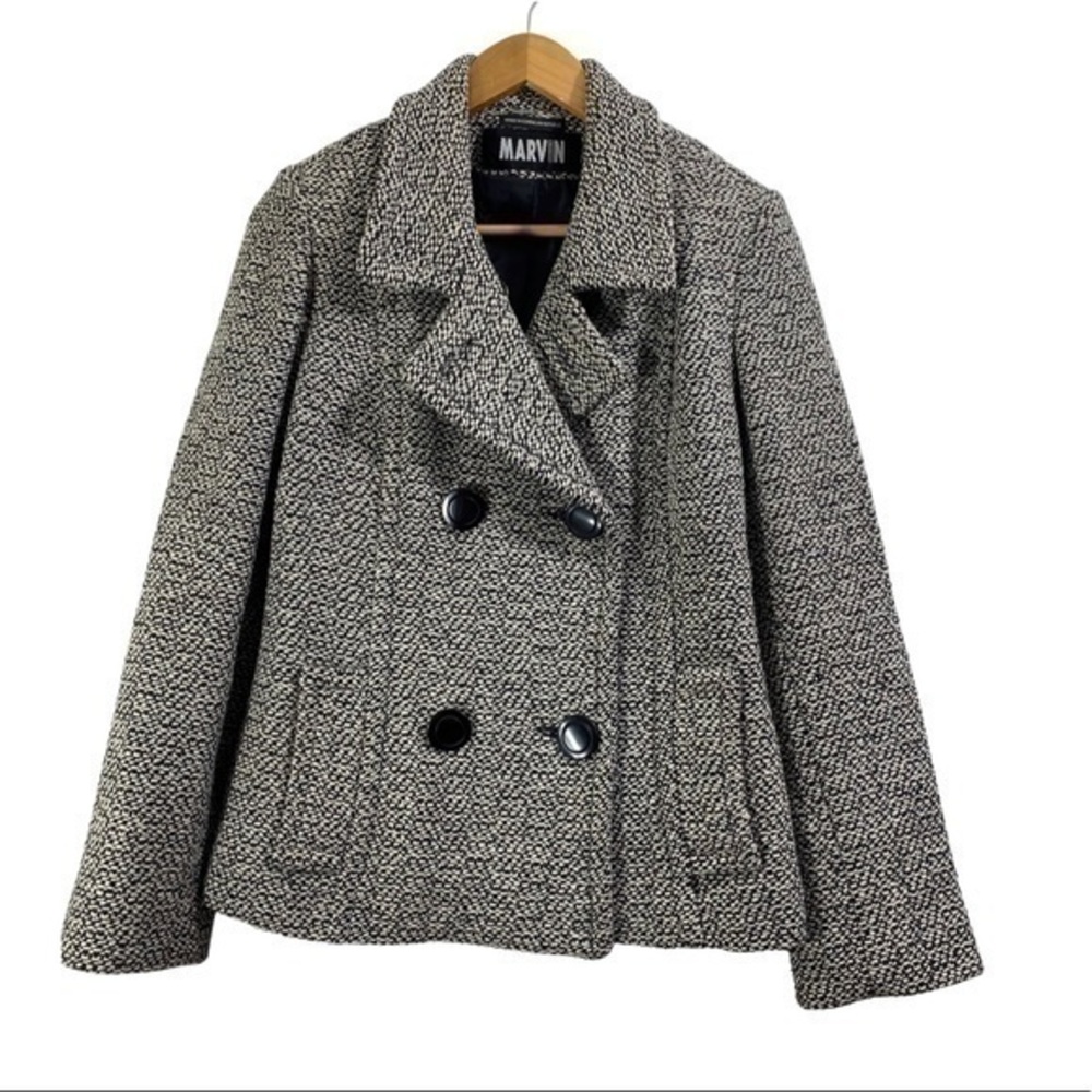 Marvin Richards women’s wool coat Size M Color Black/White